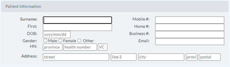 Patient information header