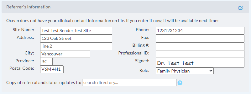 Referrer's information footer